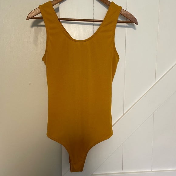 Dream Mustard Yellow Tank Top Snap Closure Bodysuit - Picture 3 of 9